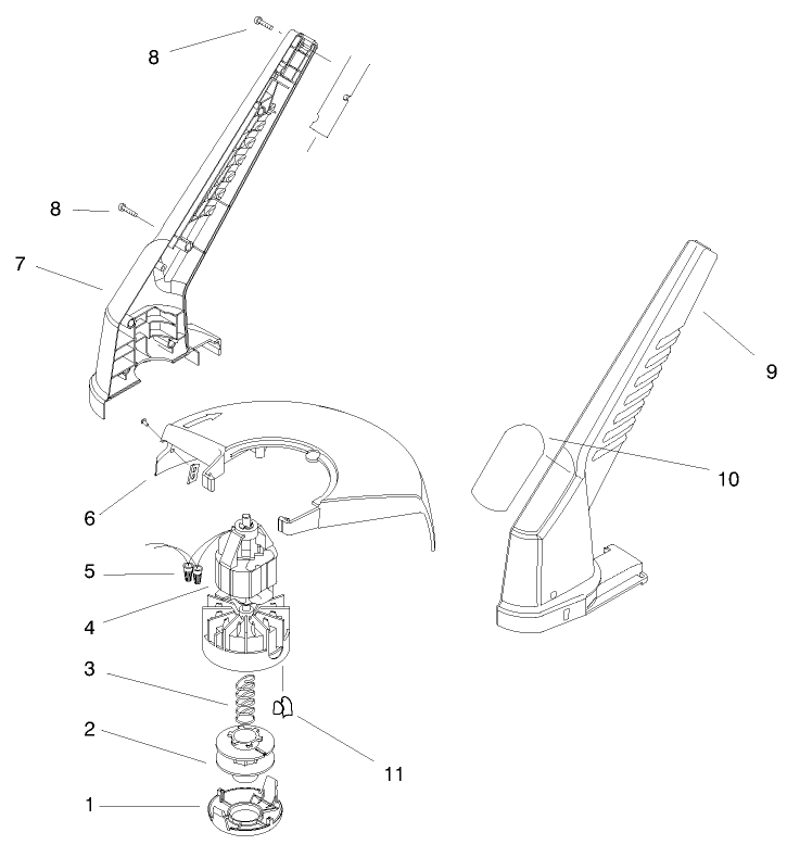 Motor And Housing Assembly Diagram and Parts List for 51309 (99000001 - 99999999)(1999) Lawn Boy Trimmer